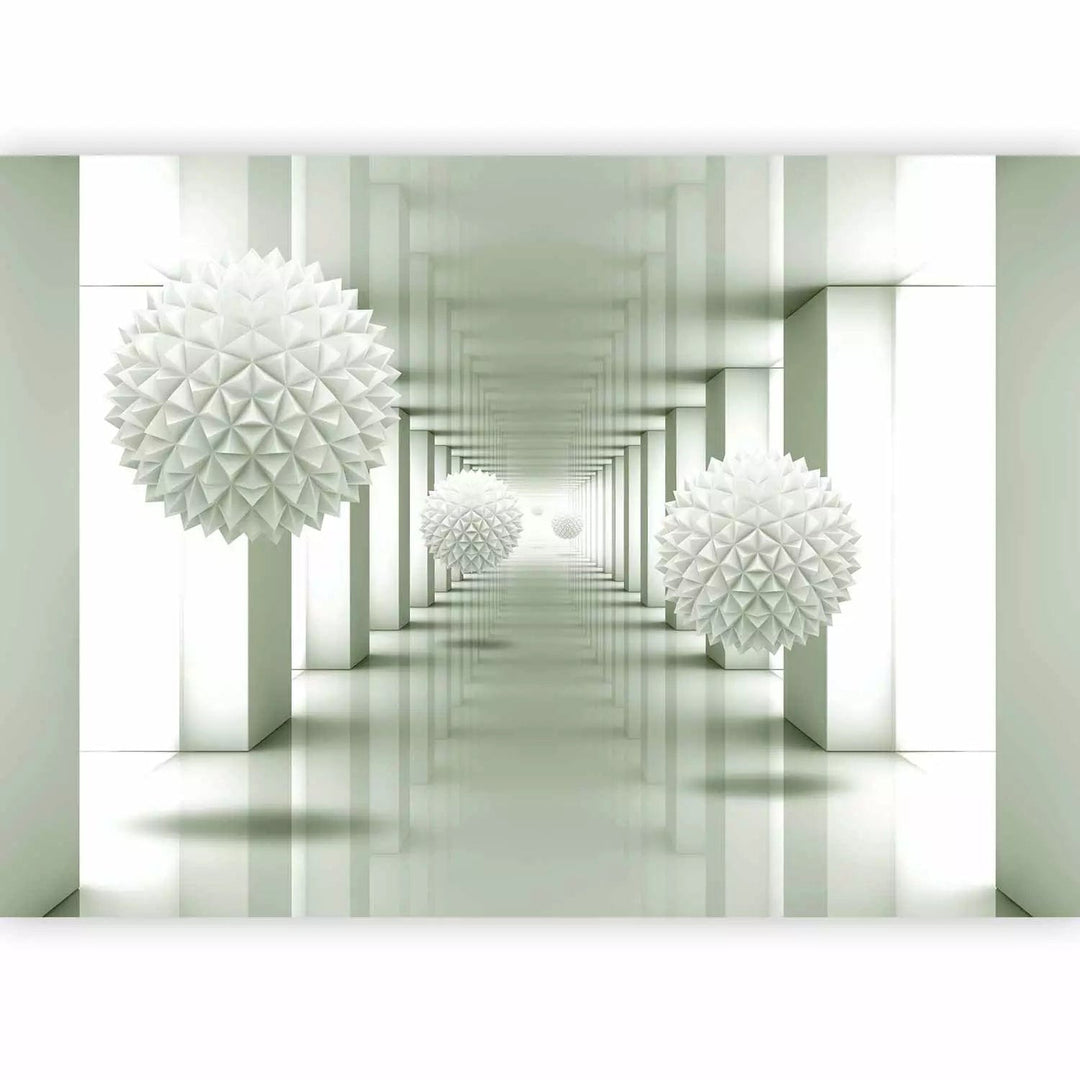 3D Fototapetes - Abstrakts ar tuneli, kolonnām un ģeometriskām sfērām G-ART