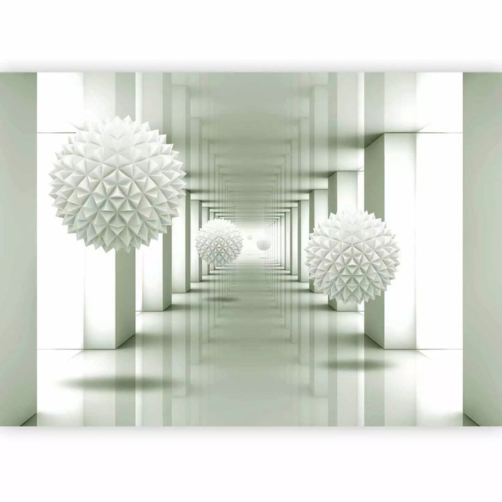 3D Fototapetes - Abstrakts ar tuneli, kolonnām un ģeometriskām sfērām G-ART