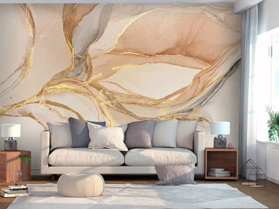 400x280 cm PREMIUM Fototapetes - Bēša kompozīcija, kas imitē marmoru G-ART