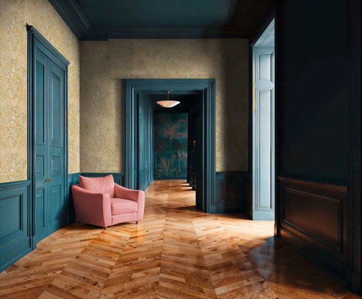 Нетканые обои с гармоничным растительным мотивом и изысканными листьями | бежевые, кремовые - 2763736