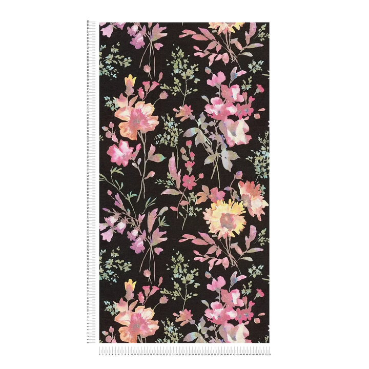 Обои на нетканой основе с игривым цветочным рисунком и блестящими эффектами - 3010124