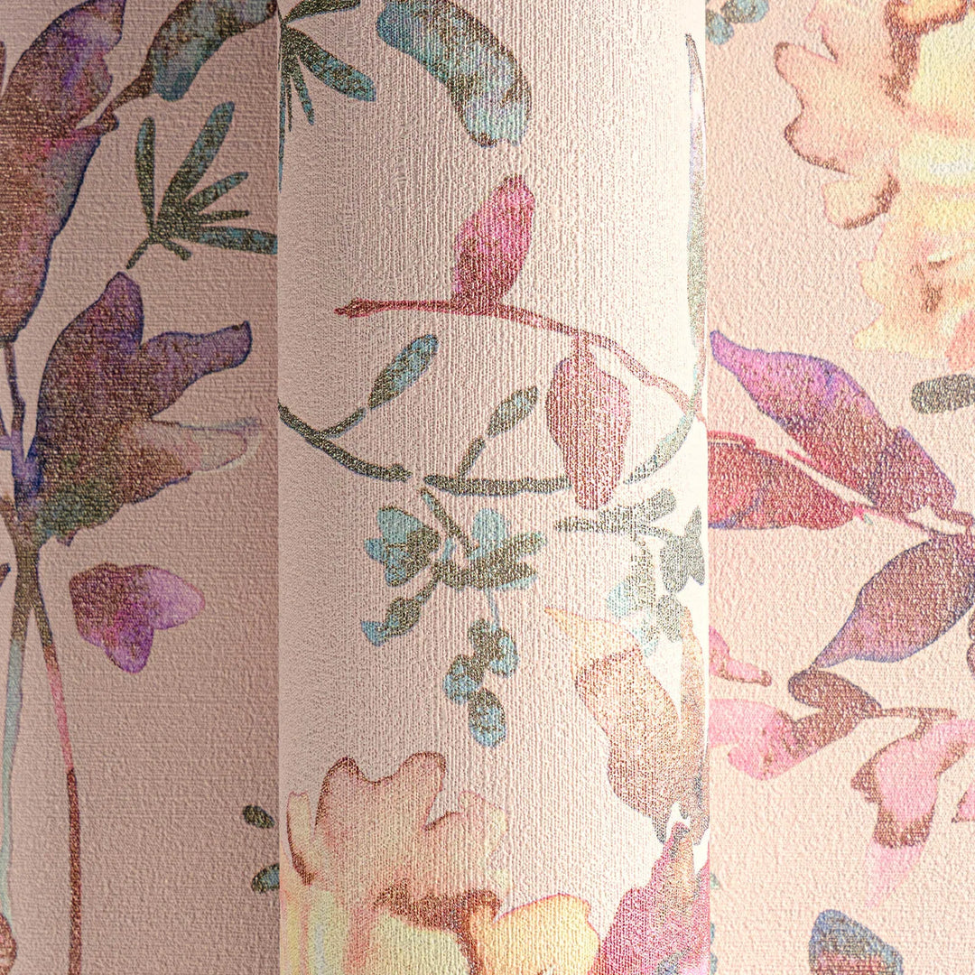 Floral non-woven wallpaper with glossy effect and light texture - 3010125