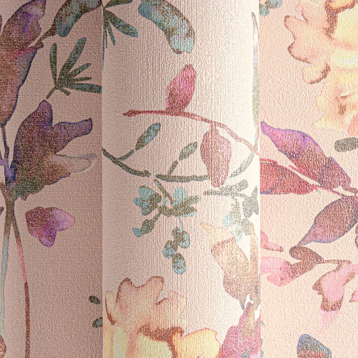 Floral non-woven wallpaper with glossy effect and light texture - 3010125