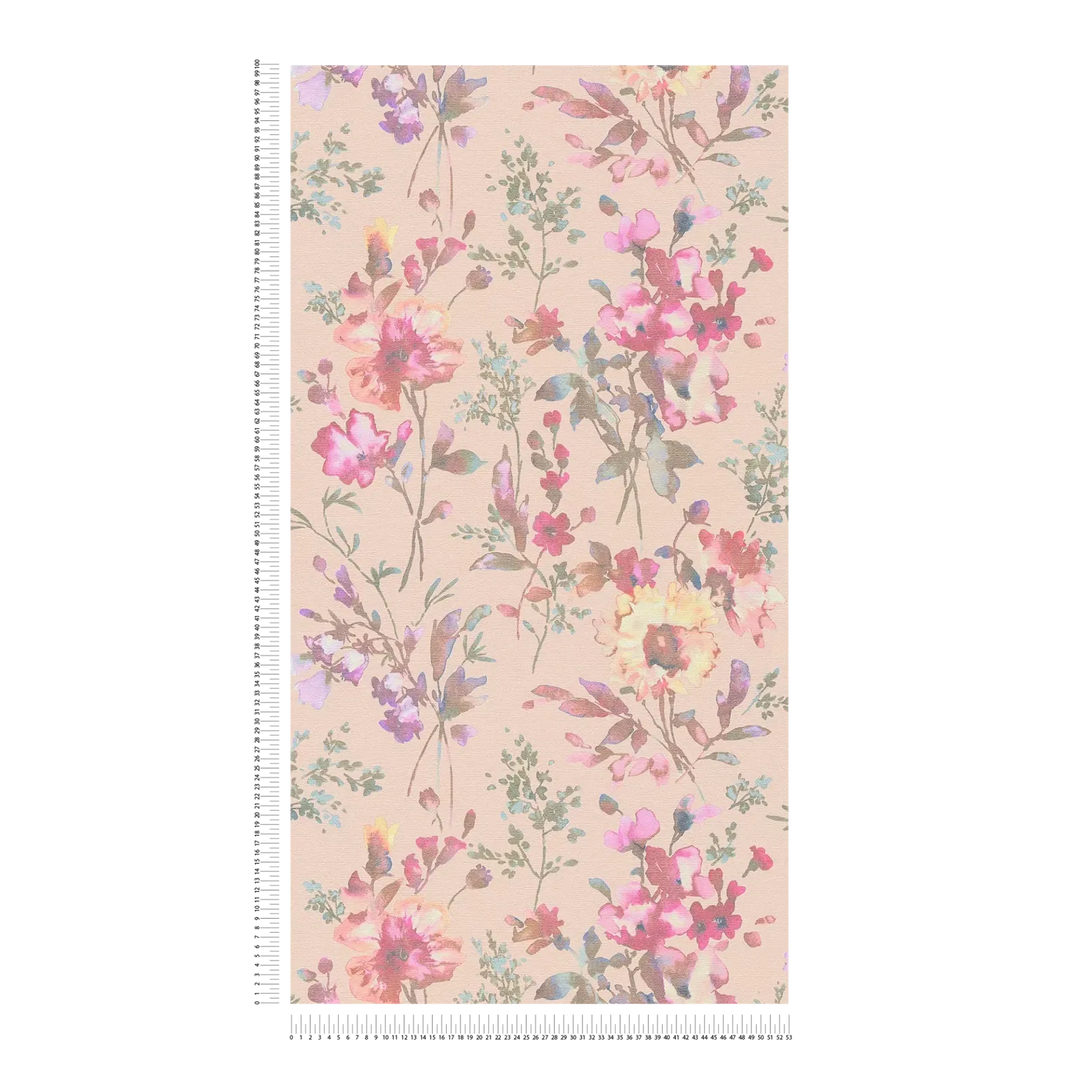 Floral non-woven wallpaper with glossy effect and light texture - 3010125