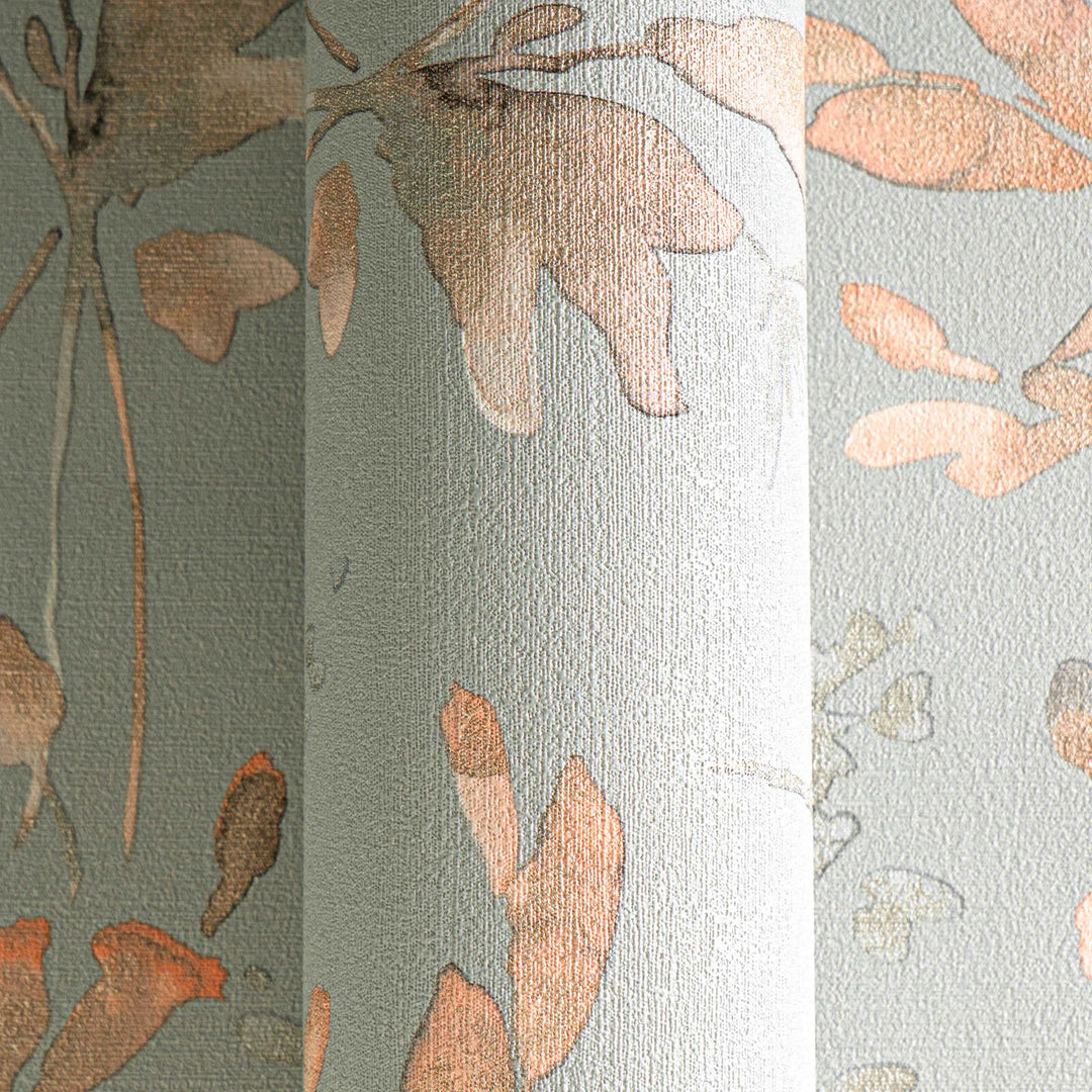 Обои на нетканой основе с легким блеском и игривым цветочным рисунком в зеленовато-голубых тонах - 3010130