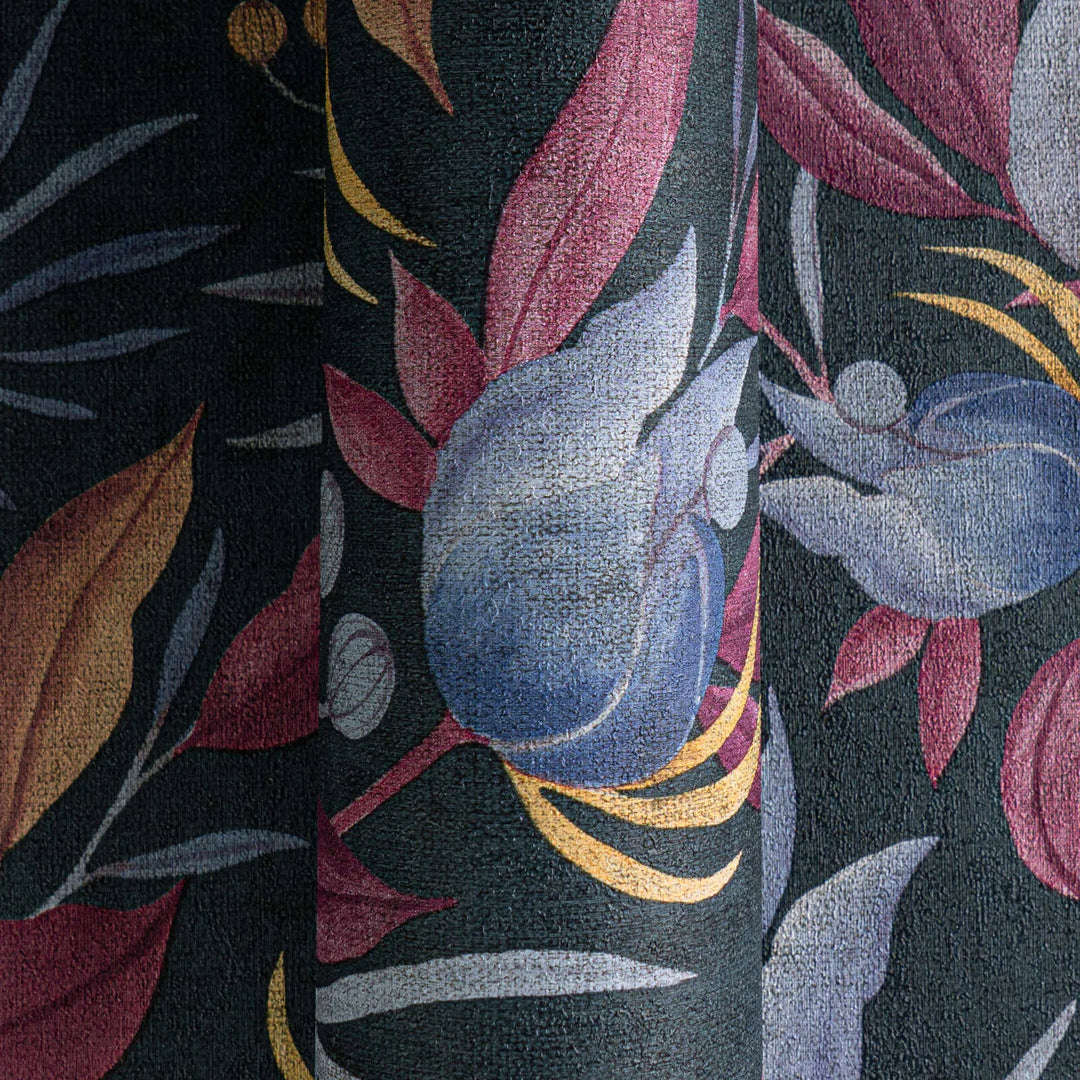 Элегантные обои на нетканой основе с тропическими цветами | голубые, розовые - 3010137