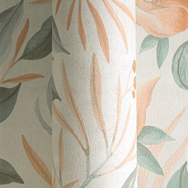 Matte non-woven wallpaper with exotic floral pattern in pastel shades - 3010140