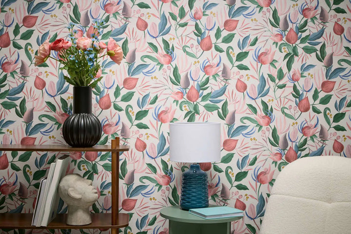 Non-woven wallpaper in playful colours with fruit | multicoloured - 3010141