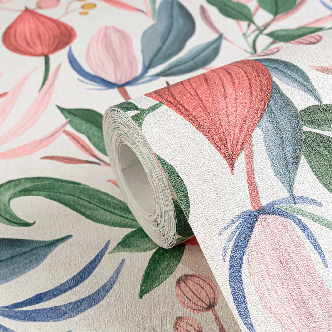 Non-woven wallpaper in playful colours with fruit | multicoloured - 3010141