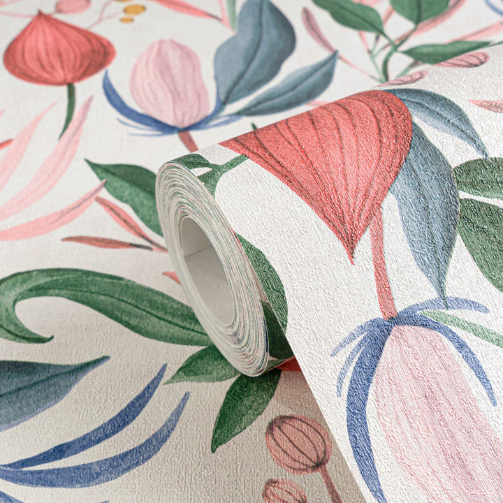 Non-woven wallpaper in playful colours with fruit | multicoloured - 3010141