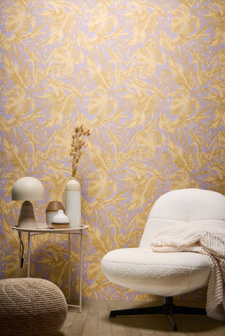 Matte non-woven wallpaper with exotic jungle motif and light texture - 3010151