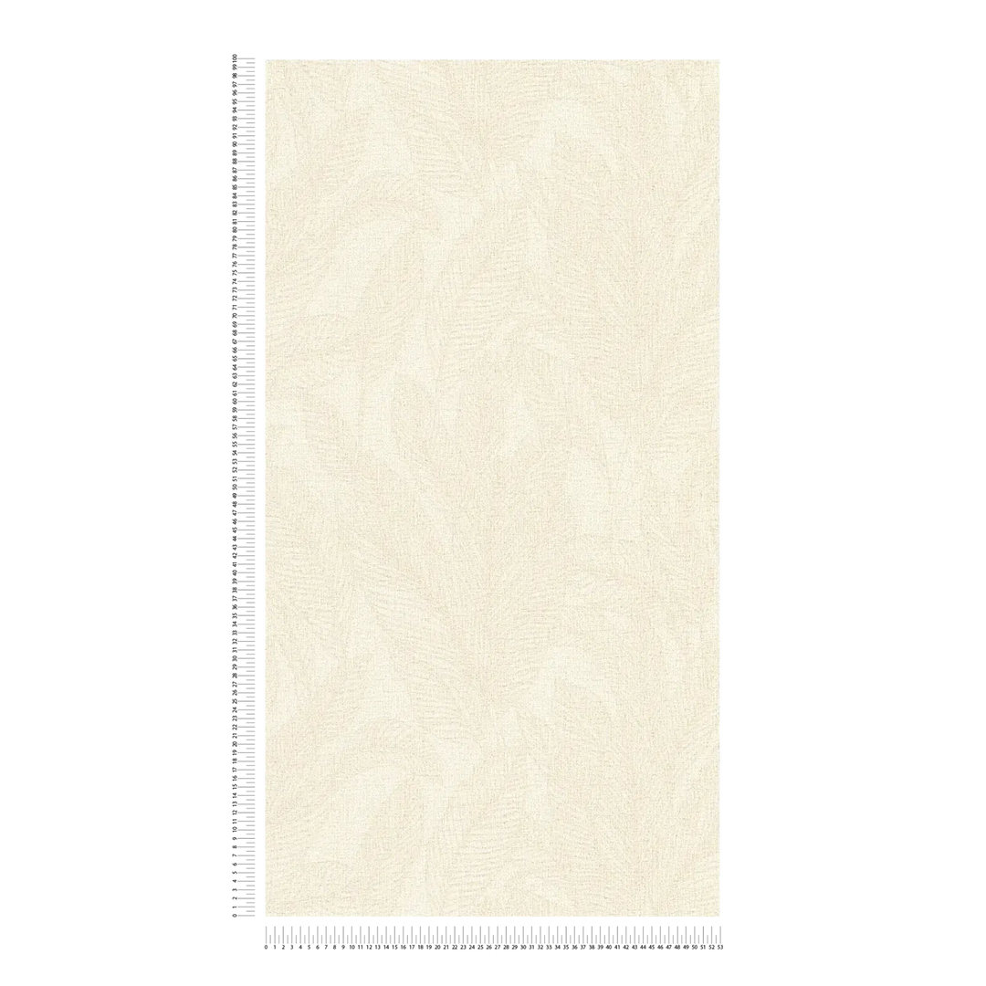 Lightly textured non-woven wallpaper with a subtle, shiny leaf pattern | cream - 3010161