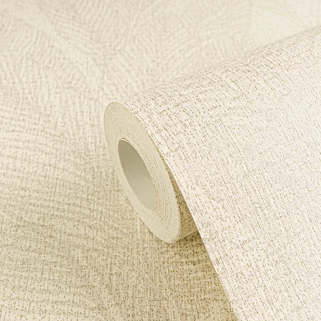 Lightly textured non-woven wallpaper with a subtle, shiny leaf pattern | cream - 3010161
