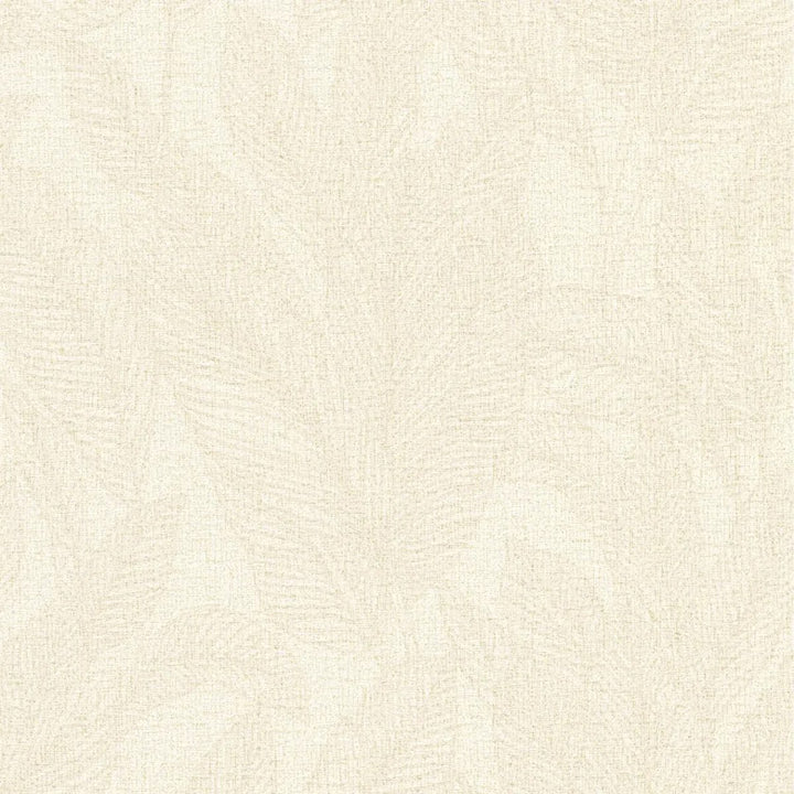Lightly textured non-woven wallpaper with a subtle, shiny leaf pattern | cream - 3010161