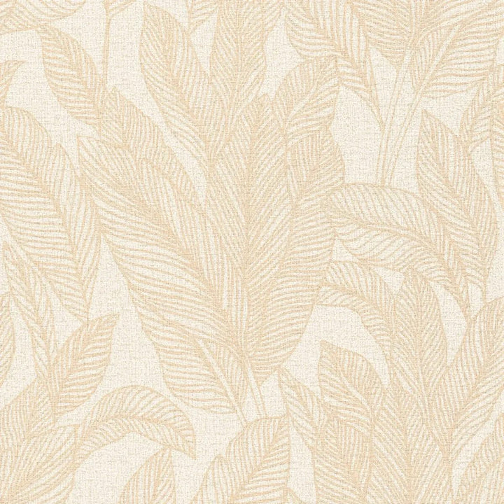 Elegant non-woven wallpaper with shimmering leaf design in warm colours - 3010162