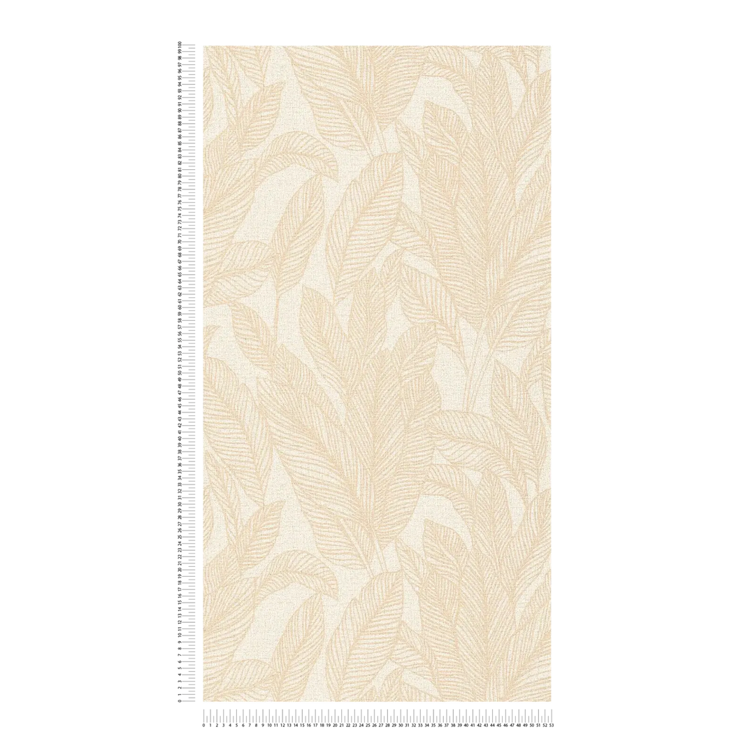 Elegant non-woven wallpaper with shimmering leaf design in warm colours - 3010162