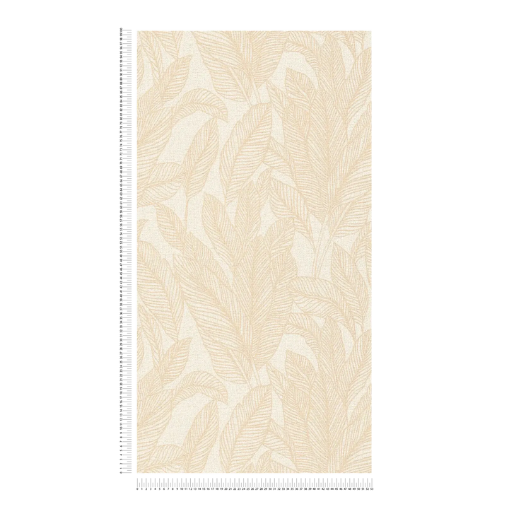 Elegant non-woven wallpaper with shimmering leaf design in warm colours - 3010162