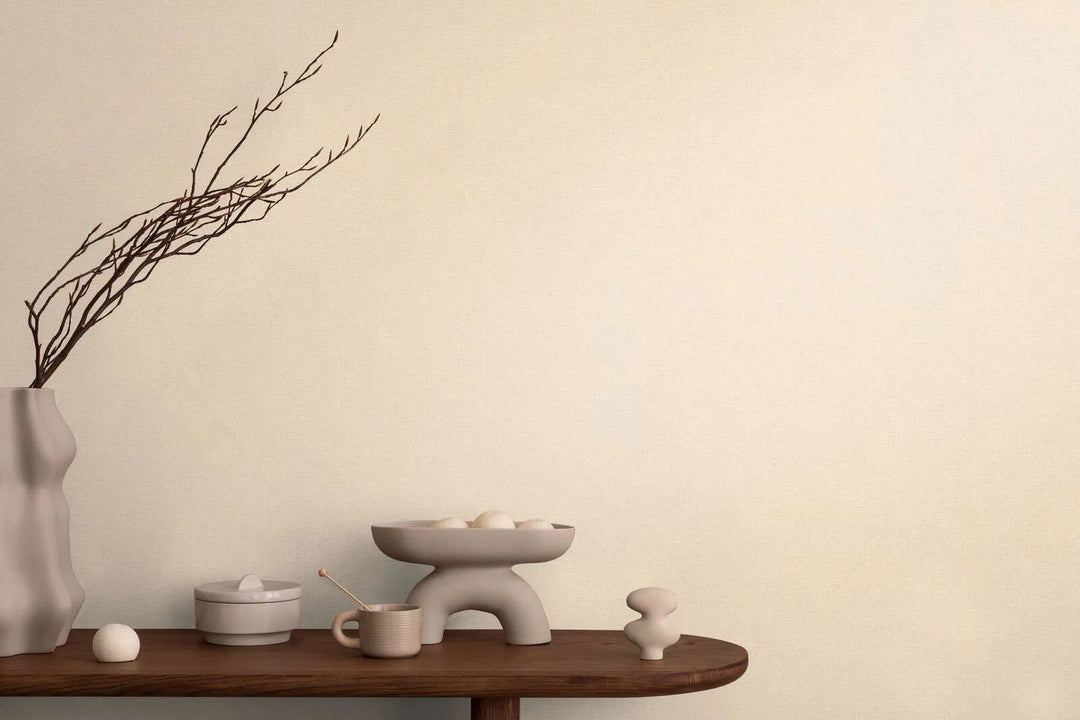 Stylish non-woven wallpaper with light texture | beige, gold - 3010175