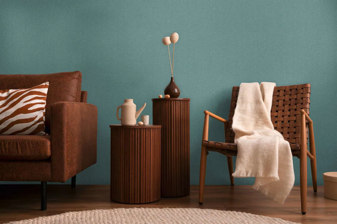 Korkealaatuinen matta kuitukangastapetti, jossa on kevyt tekstiilitekstiili | tummansininen, kulta - 3010177