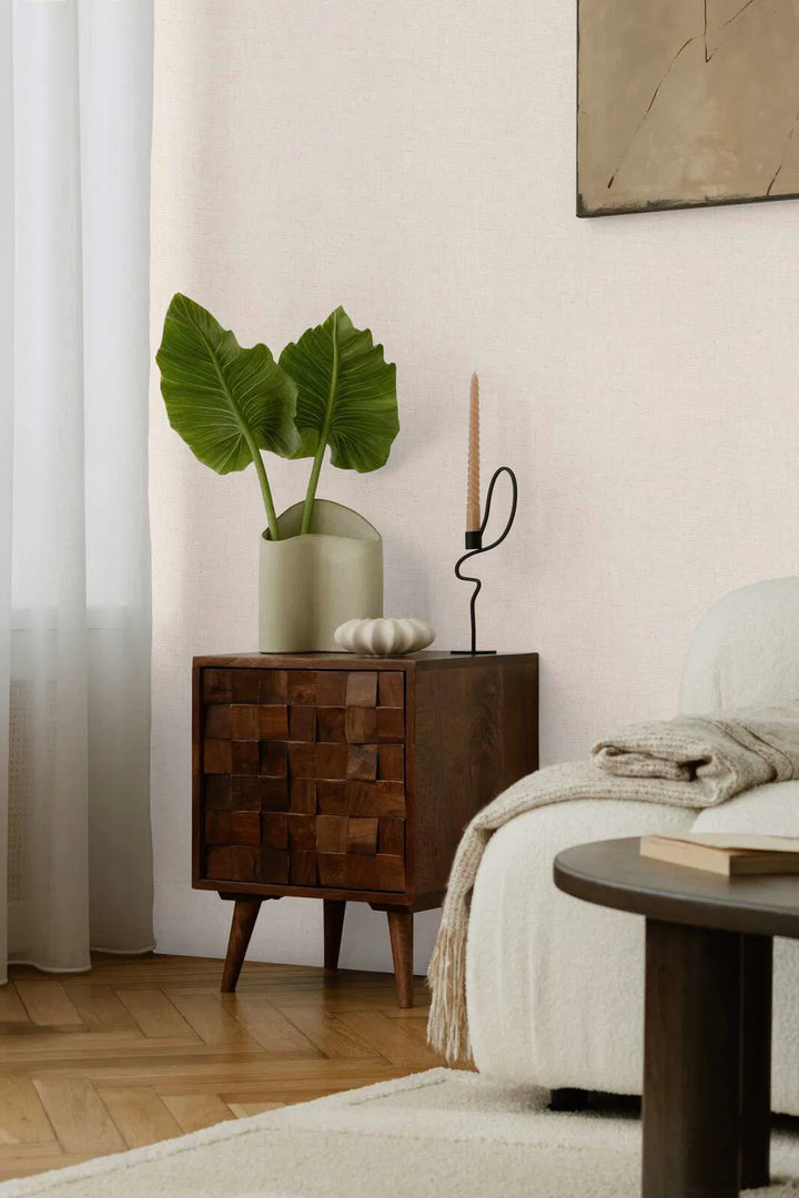 Švelnus Vienspalviai tapetai šilto kreminio atspalvio, elegantiškas, blizgantis tekstilės paviršius - 3010207