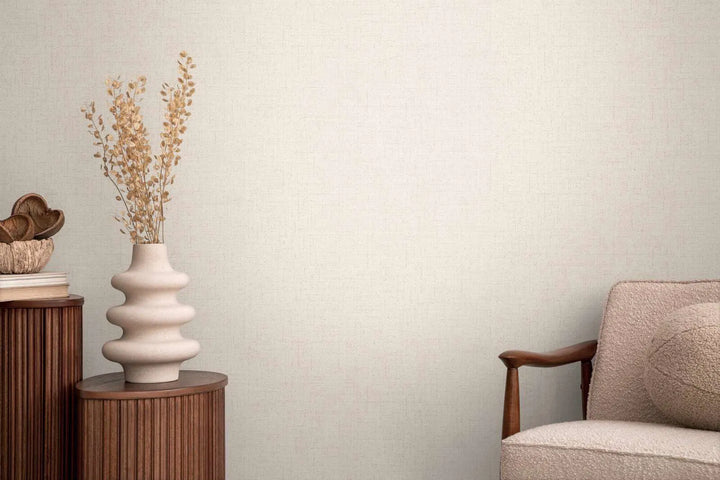 Švelnios tekstūros neaustiniai tapetai su švelniu blizgesiu, švelnios, šiltos kreminės spalvos - 3010210