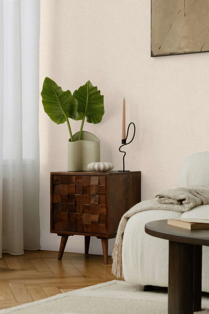 Современные обои на нетканой основе с тонкой, нежной матовой текстильной текстурой в бежевых тонах - 3010211