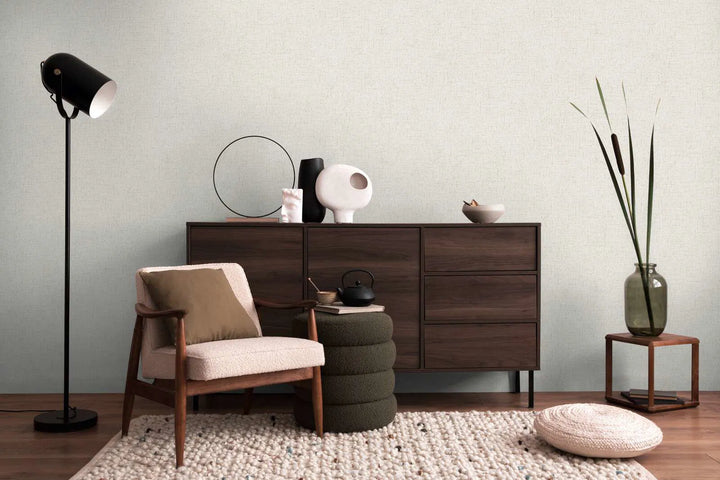 Kuitukangastapetti, jossa on tyylikäs hohtava rakenne lämpimissä vaaleissa sävyissä - 3010214