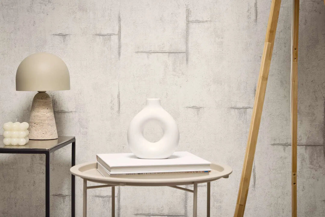 Betooni välimusega ja pehme vintage-stiilis tapeet | helehall - 3010503