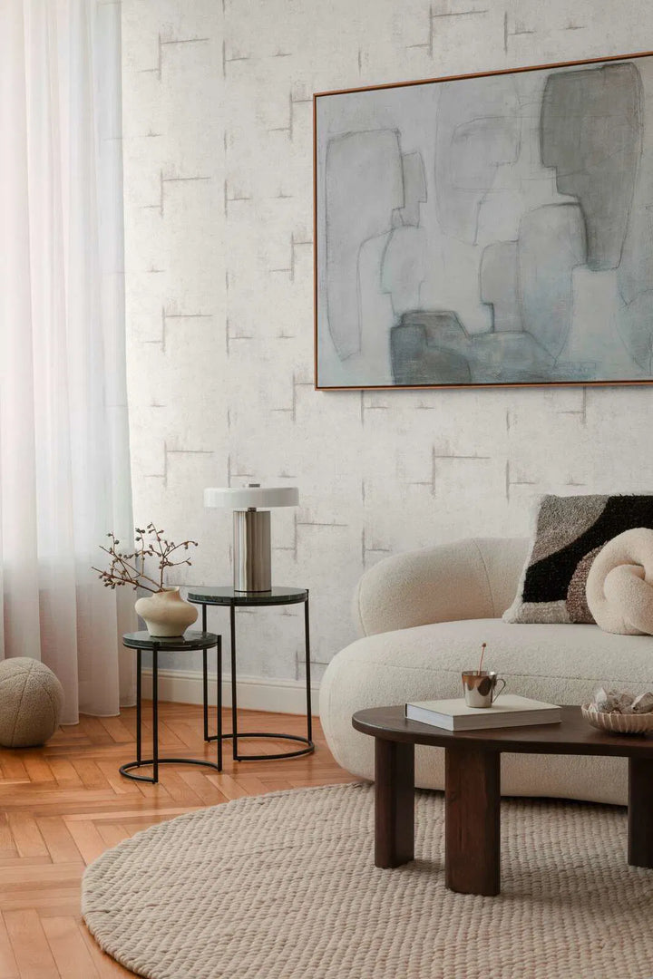 Betooni välimusega ja pehme vintage-stiilis tapeet | helehall - 3010503