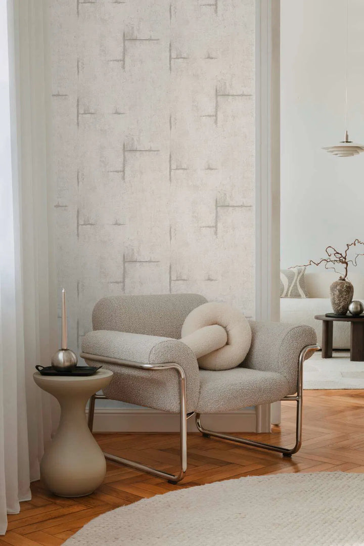 Betooni välimusega ja pehme vintage-stiilis tapeet | helehall - 3010503