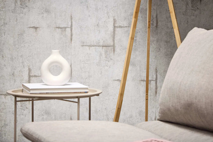 Kuitukangastapetti moderniin teolliseen tyyliin | harmaa - 3010504