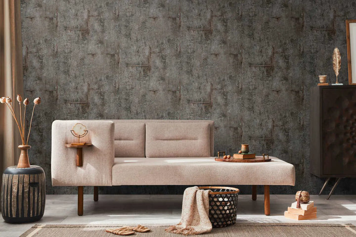 Neaustas tapetes ar autentisku betona rakstu melnā krāsā - 3010507