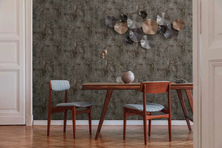 Neaustas tapetes ar autentisku betona rakstu melnā krāsā - 3010507