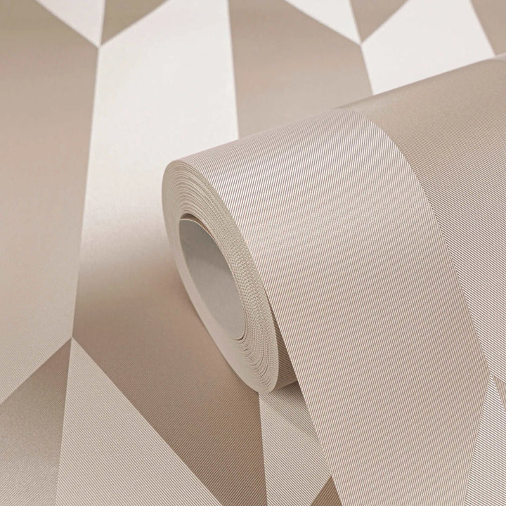 Kaasaegne, läikiv rombimuster soojades toonides mittekootud tapeet - 3010515