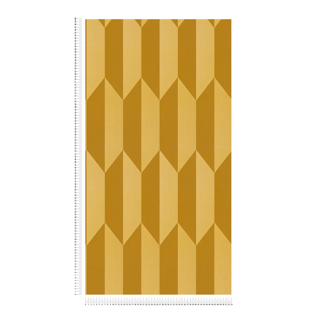 Kuitukangastapetti, jossa on kiiltävä retrokuvio kirkkaissa väreissä - kulta - 3010522
