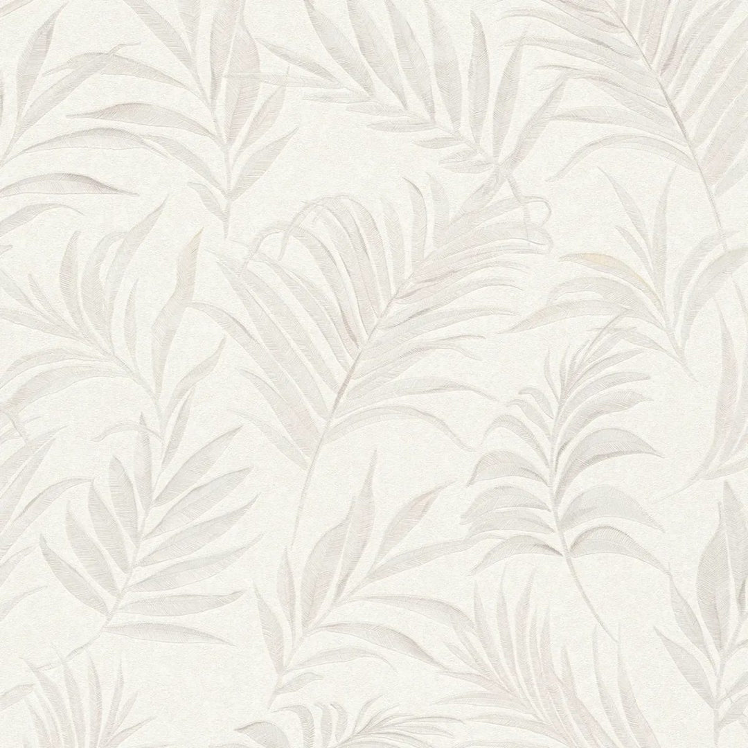 Обои на нетканой основе с нежным тропическим мотивом | белый - 3011051