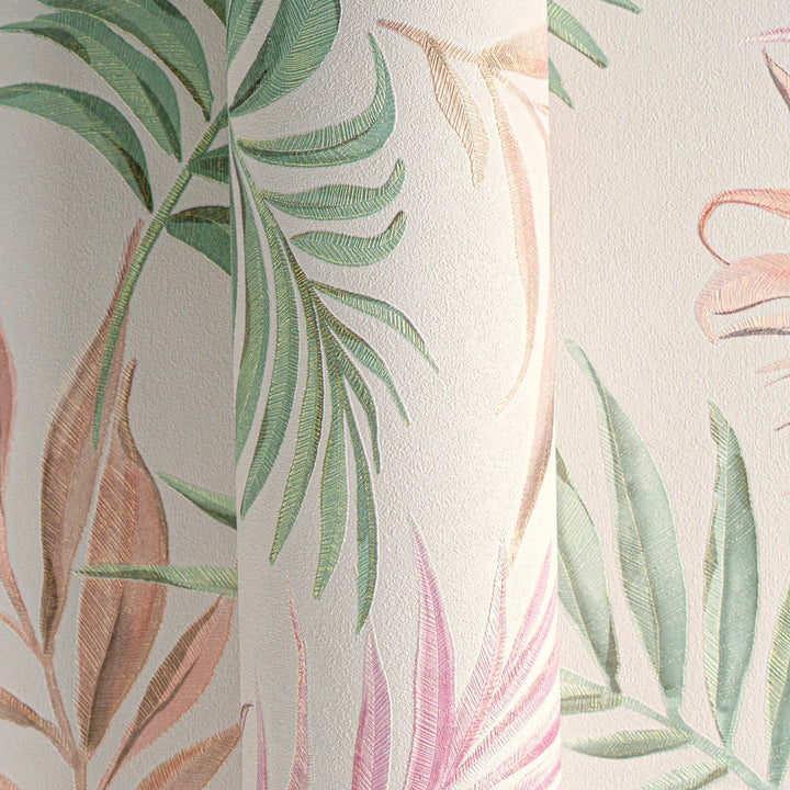 Non-woven wallpaper with delicate tropical motif | multicoloured - 3011053