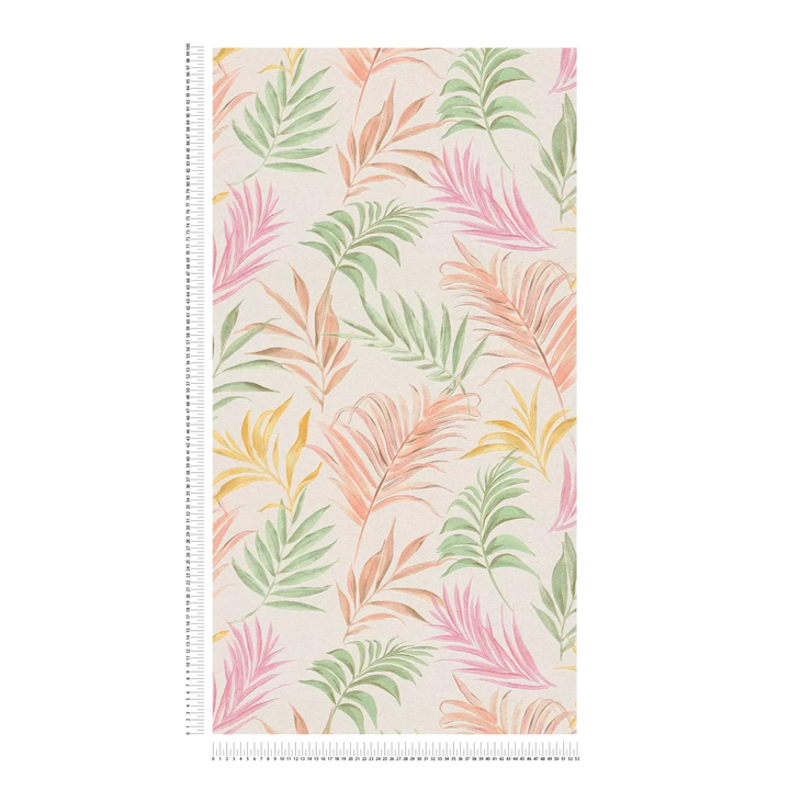 Non-woven wallpaper with delicate tropical motif | multicoloured - 3011053