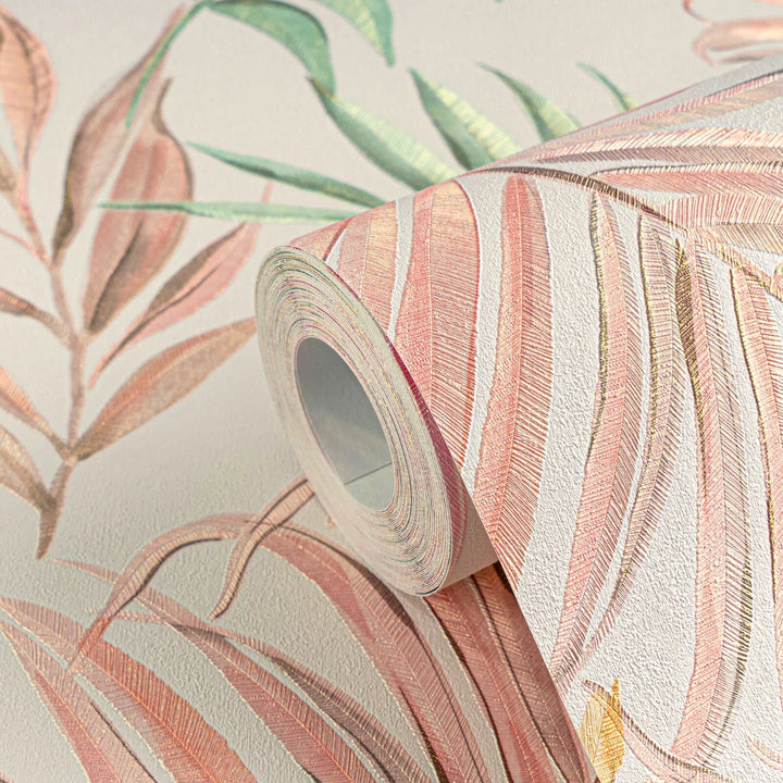 Non-woven wallpaper with delicate tropical motif | multicoloured - 3011053