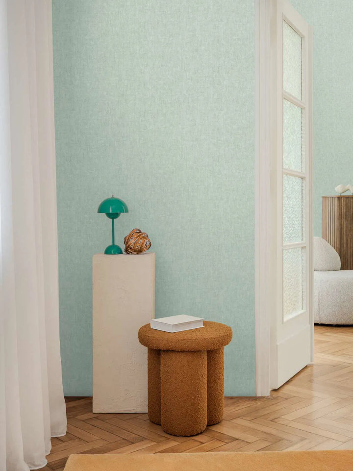 Kuitukangastapetti, jossa on hieno pellavakuvio | vihreä - 3011063