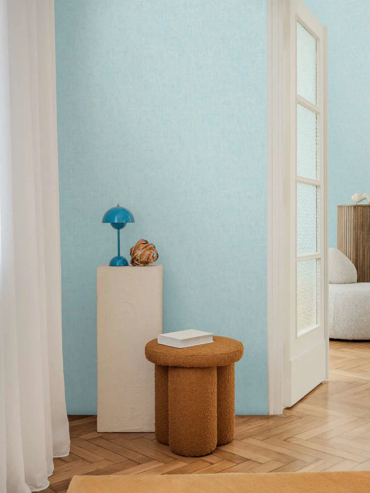 Neaustas tapetes ar smalku lina tekstūru | zilā - 3011064