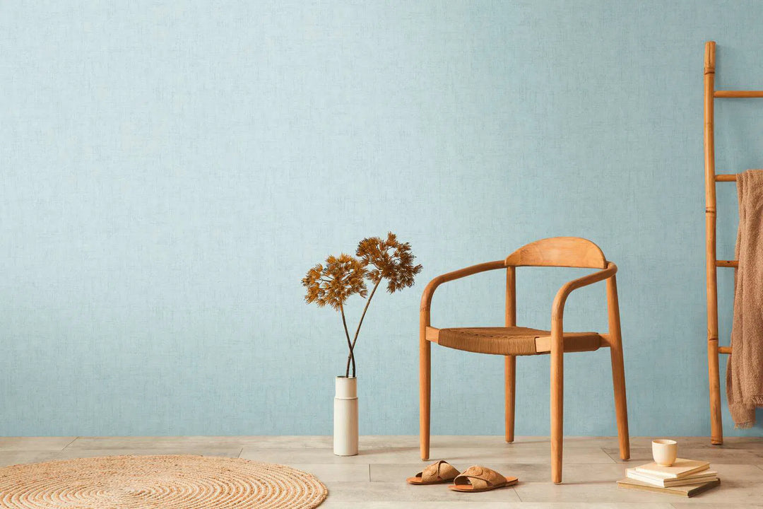 Neaustas tapetes ar smalku lina tekstūru | zilā - 3011064