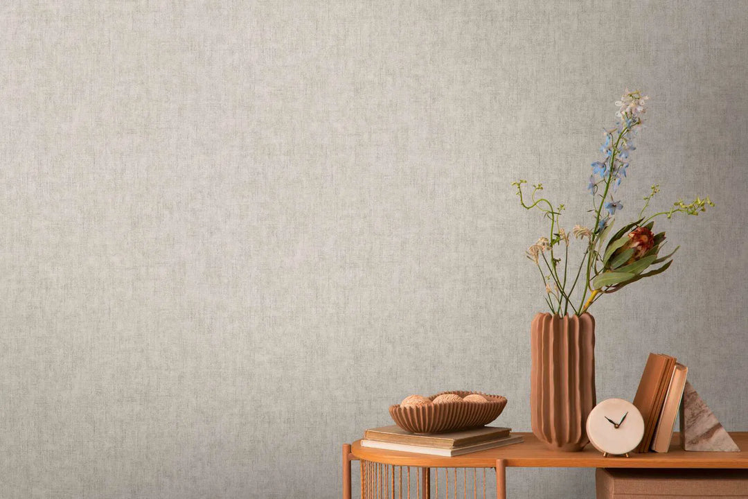 Vapaakudottu tapetti, jossa on hienovarainen kudottu ulkonäkö | harmaa - 3011065