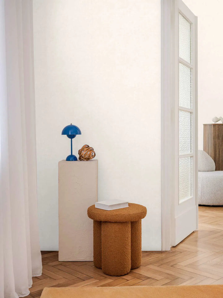 Kuitukangastapetti minimalistisella tekstiililookilla| kerma, valkoinen - 3011071