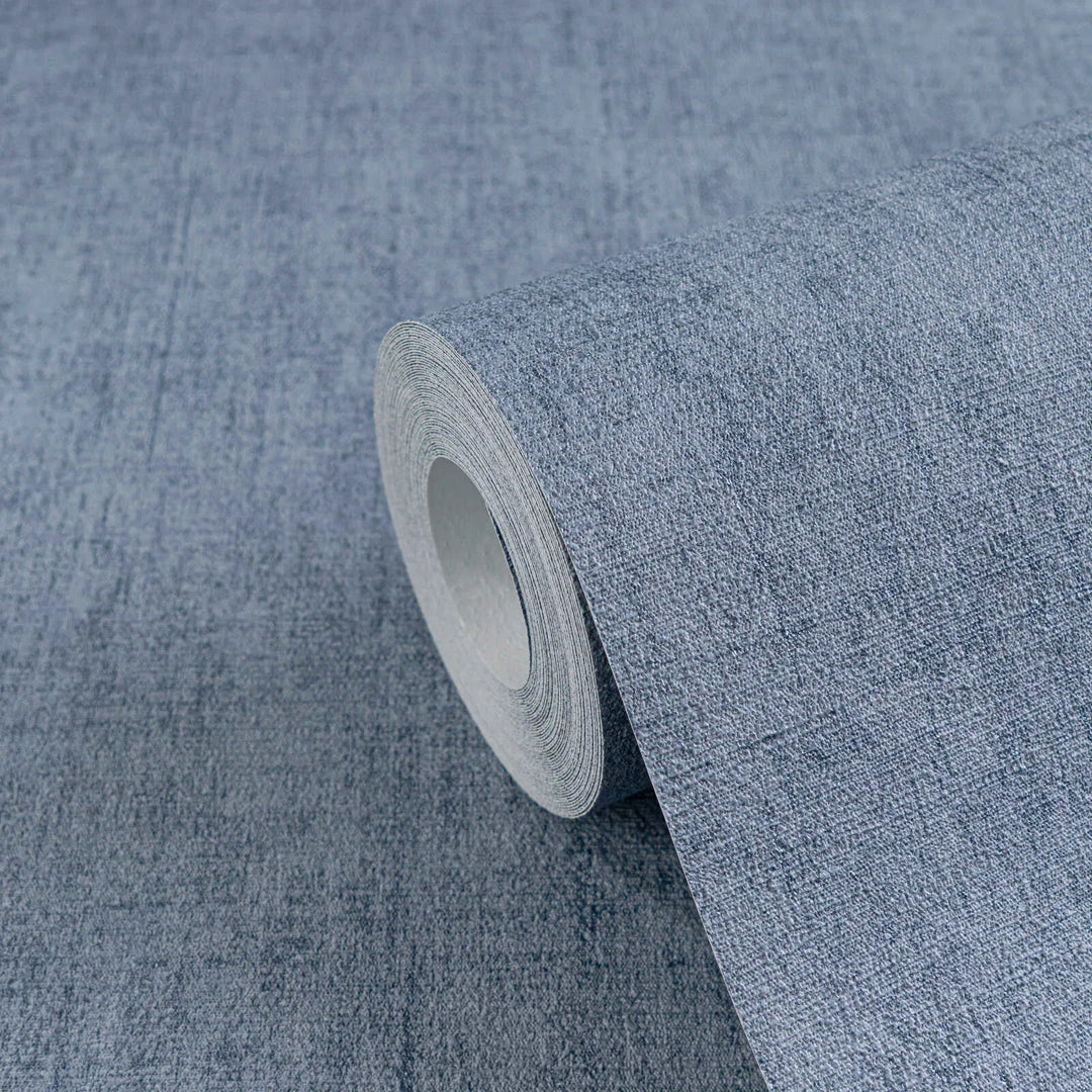 Обои на нетканой основе с фактурой натурального текстиля | темно-синие - 3011076