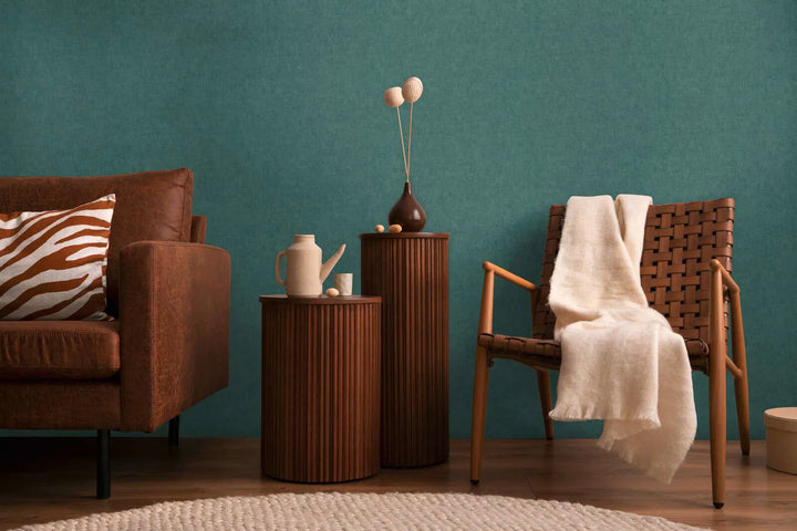 Neaustas tapetes ar dabisku tekstila faktūru | tumšos zaļos toņos - 3011077