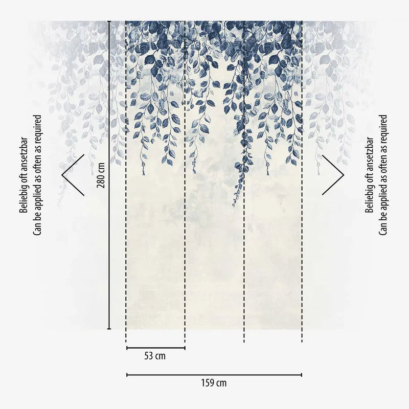 Decorative wallpaper with blue branches - 3011625