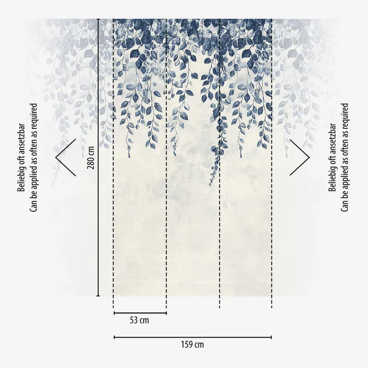 Decorative wallpaper with blue branches - 3011625