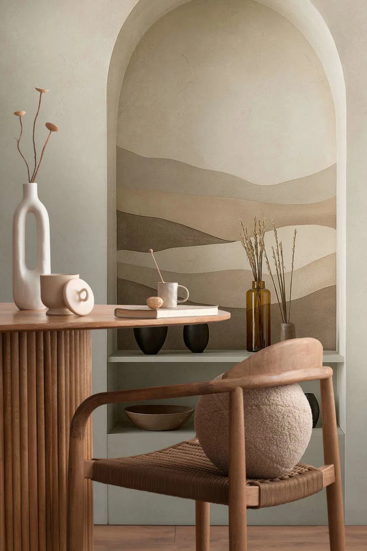 Koristeellinen tapetti aavikkomaisema kaari | beige, rune, kerma - 3011626