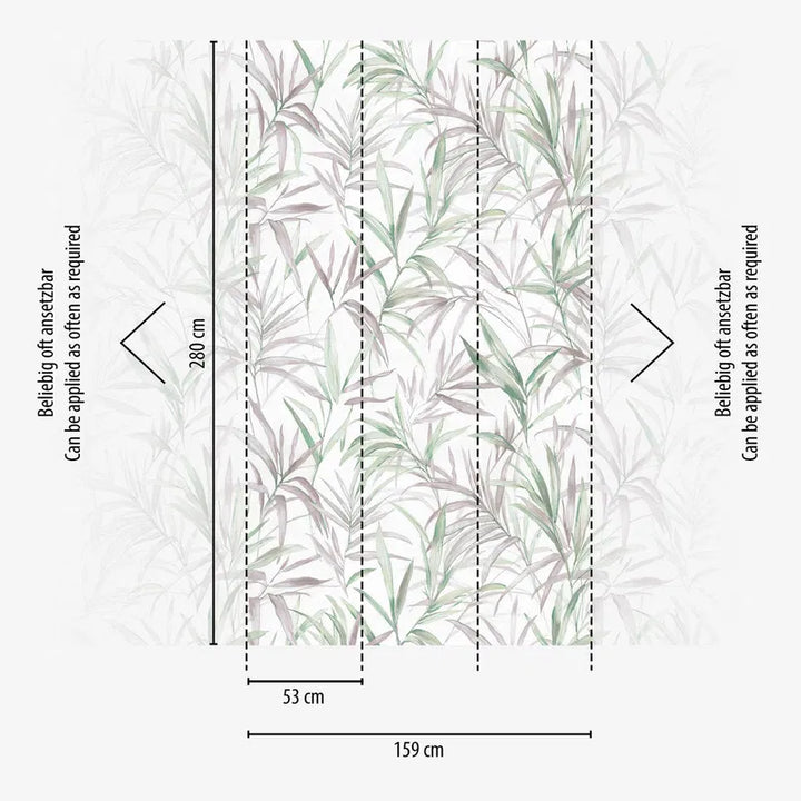 Koristetapetti, jossa on filigraanisia lehtien pyörteitä herkissä väreissä - 3011634